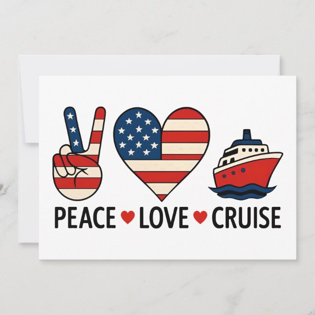 Peace Love Cruise USA Vacation Vibes Invitation (Front)