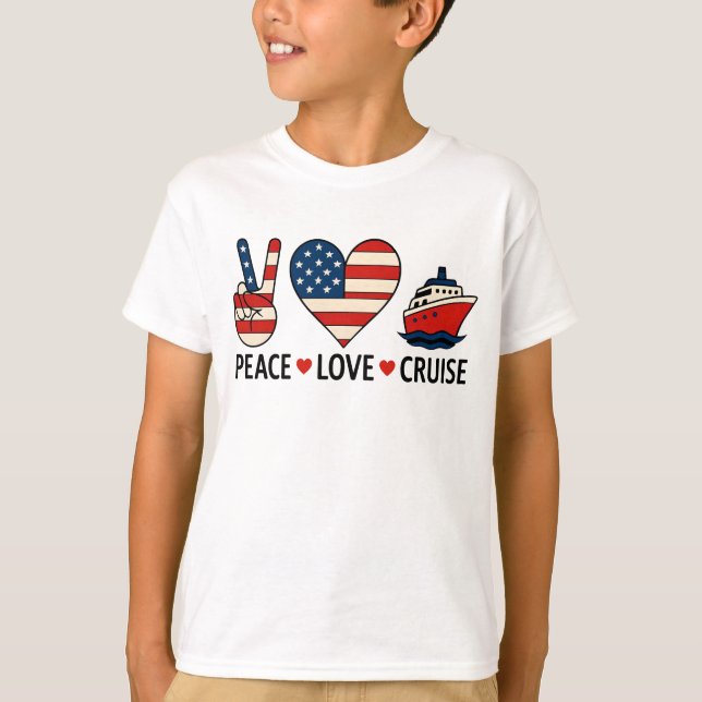 Peace Love Cruise USA Vacation Vibes T-Shirt (Front)