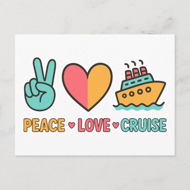 Peace Love Cruise Vacation Postcard (Front)