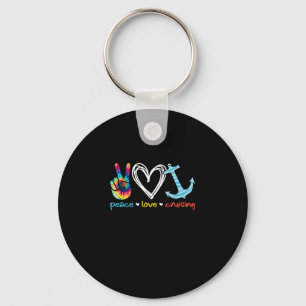 Peace Love Cruising Ship Floating Ocean Tie Dye Keychain