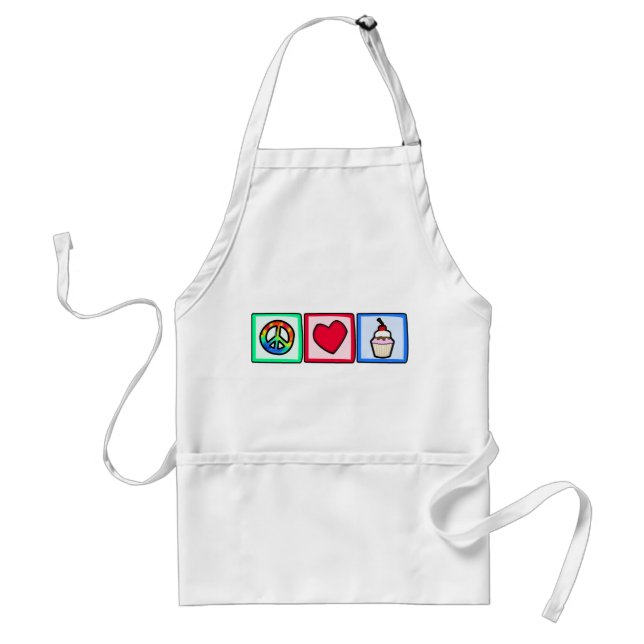 Peace, Love, Cupcakes Adult Apron (Front)