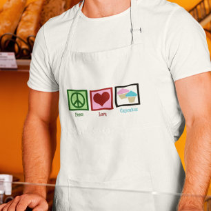 Peace Love Cupcakes Adult Apron