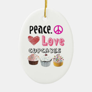Peace Love Cupcakes Christmas Tree Ornament