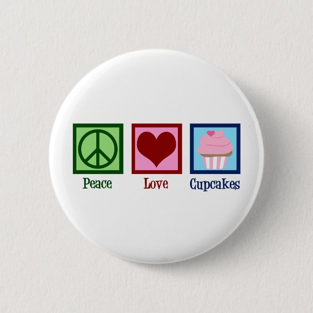 Peace Love Cupcakes Cute Baker Button (Front)