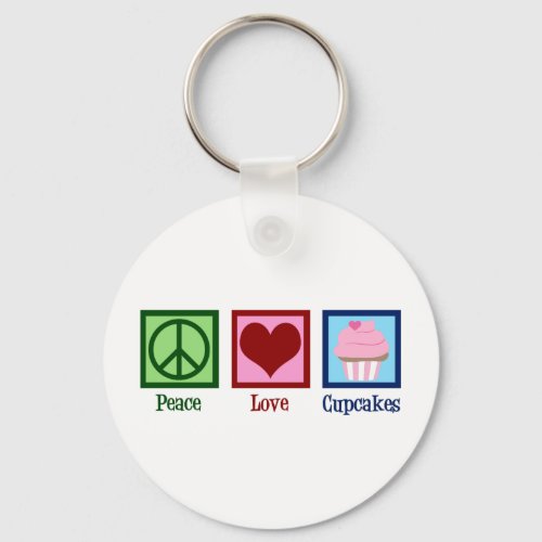 Peace Love Cupcakes Cute Baker Keychain