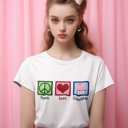 Peace Love Cupcakes Cute Baker Womens T_Shirt