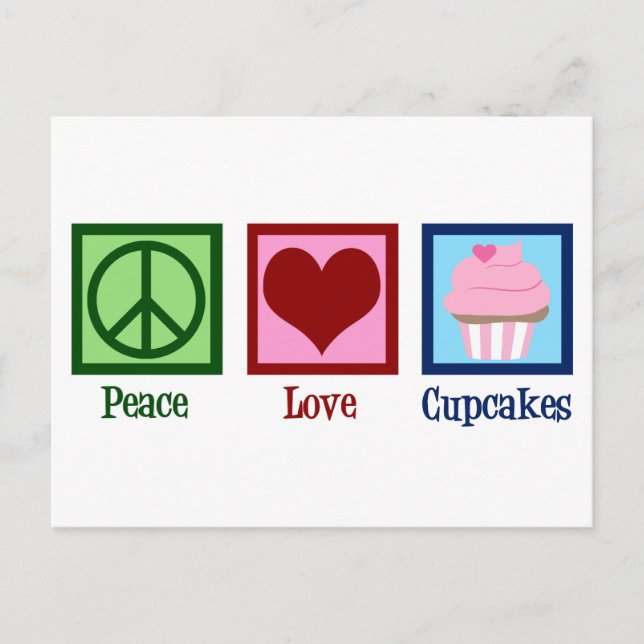 Peace Love Cupcakes Cute Cupcake Postcard (Front)