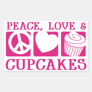 Peace Love Cupcakes Rectangular Sticker