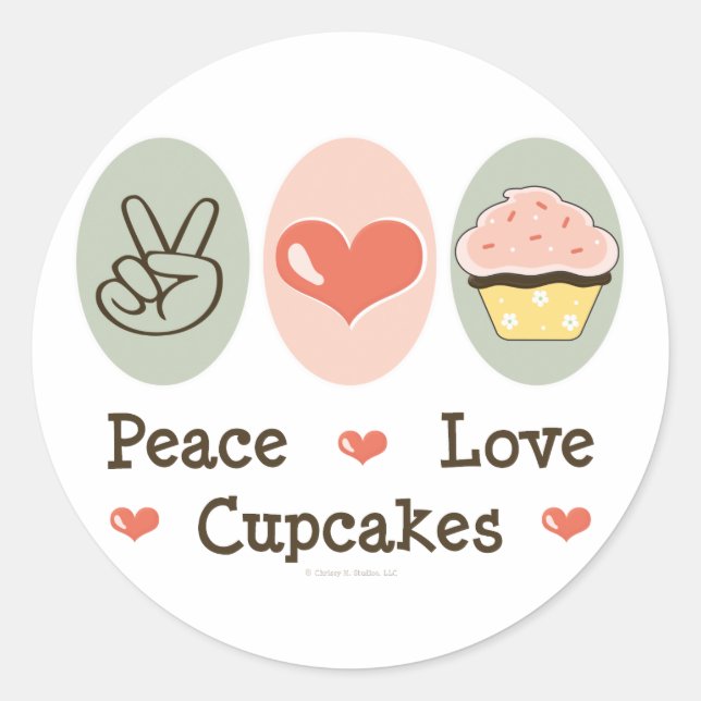 Peace Love Cupcakes Stickers (Front)
