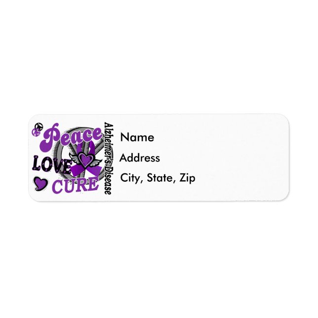 Peace Love Cure 2 Alzheimer's Disease Label (Front)