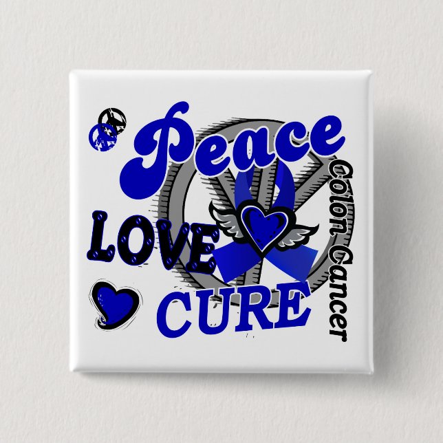Peace Love Cure 2 Colon Cancer Pinback Button (Front)