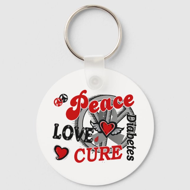 Peace Love Cure 2 Diabetes Keychain (Front)