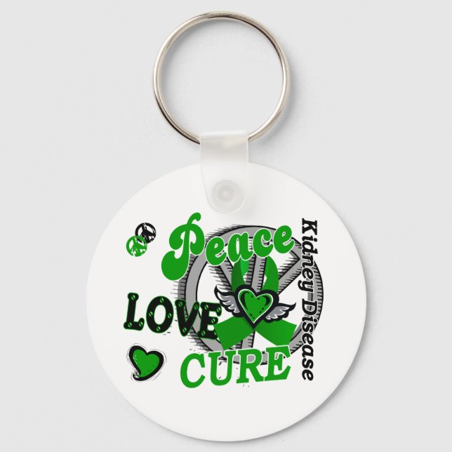 Peace Love Cure 2 Kidney Disease Keychain (Front)