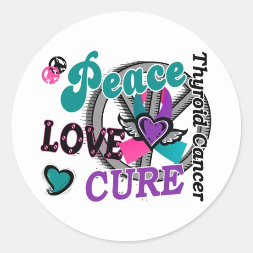 Peace Love Cure 2 Thyroid Cancer Classic Round Sticker