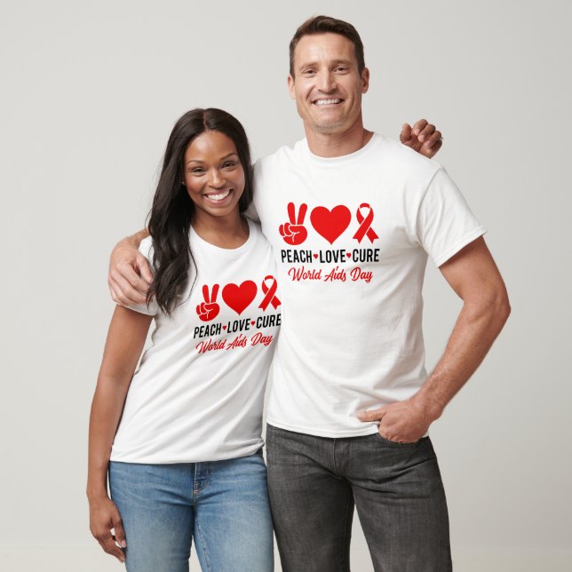 Peace Love Cure AIDS Awareness T-Shirt (Unisex)