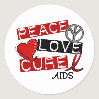 Peace, Love, Cure AIDS Classic Round Sticker