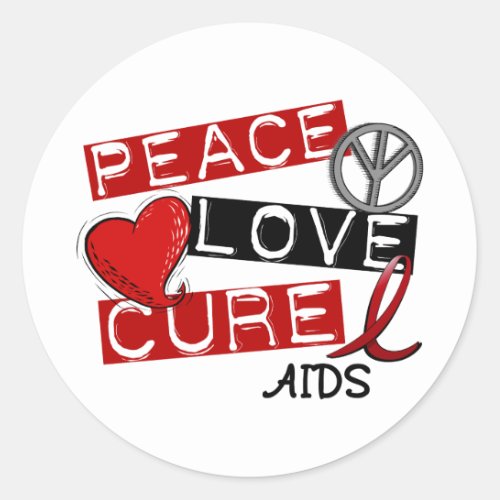 Peace Love Cure AIDS Classic Round Sticker