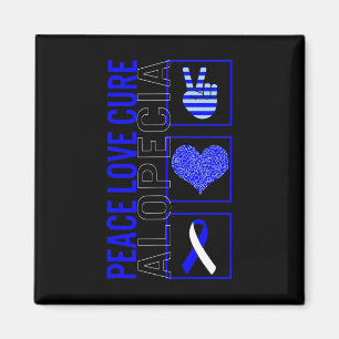Peace Love Cure Alopecia Awareness Ribbon Warrior  Magnet