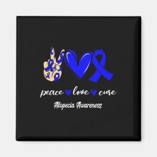 Peace Love Cure Alopecia Blue Ribbon Awareness  Magnet