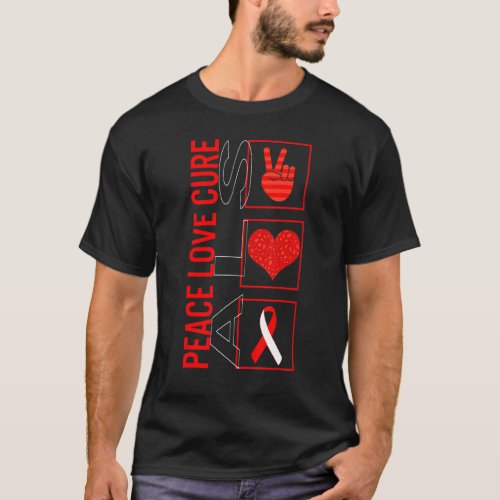 Peace Love Cure ALS Awareness Ribbon Warrior Suppo T_Shirt