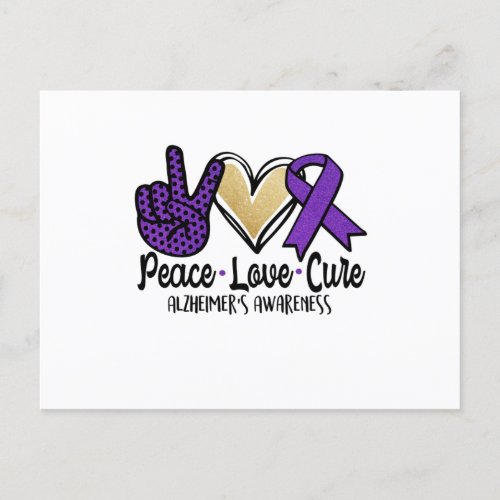 Peace Love Cure Alzheimers Awareness Announcement Postcard