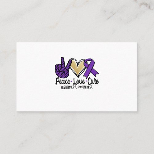 Peace Love Cure Alzheimers Awareness Business Card