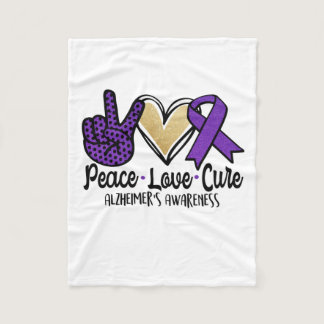 Peace Love Cure Alzheimer's Awareness Fleece Blanket