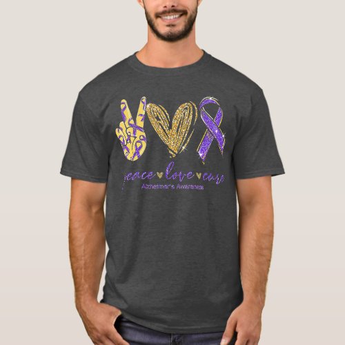 Peace Love Cure Alzheimers Awareness  T_Shirt