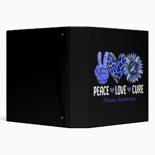 Peace Love Cure Ataxia Awareness Month Blue Sunflo 3 Ring Binder