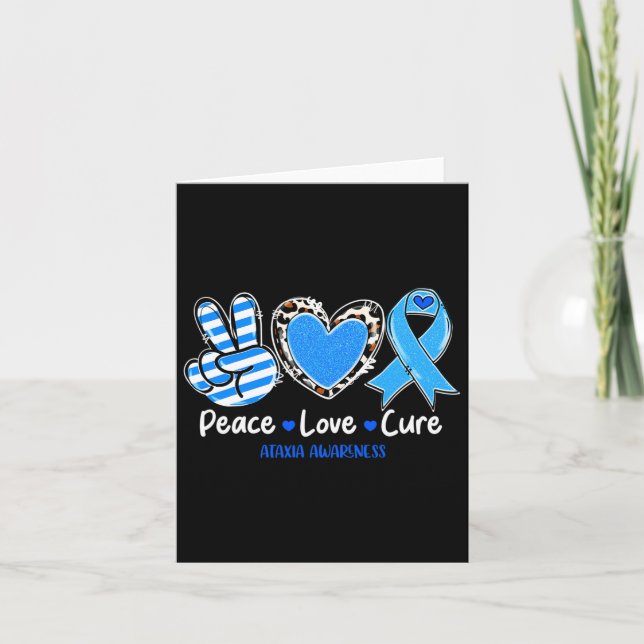 Peace Love Cure Ataxia Awareness Support Gifts 1  Card (Front)