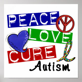 Peace Love Cure Autism Poster