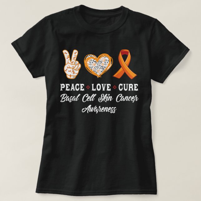 Peace Love cure basal cell skin cancer awareness m T-Shirt (Design Front)