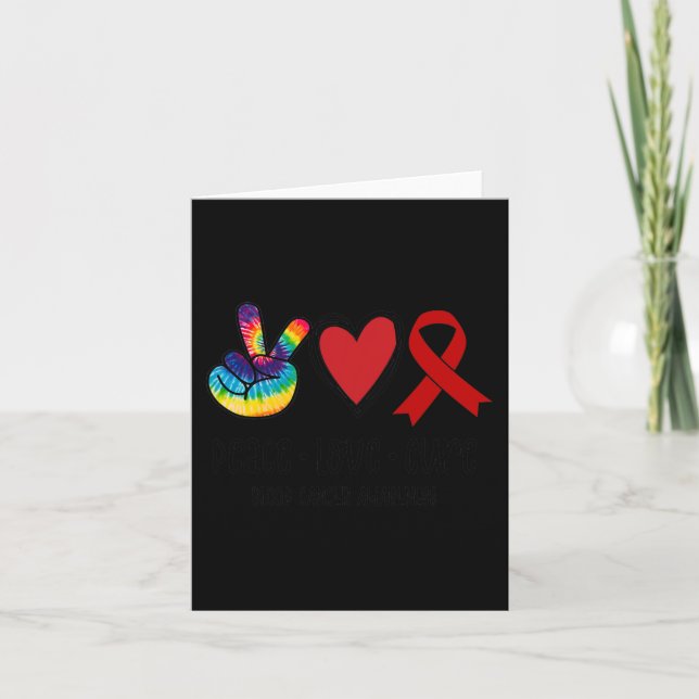 Peace Love Cure Blood Cancer Awareness Support Squ Card (Front)
