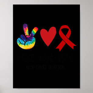 Peace Love Cure Blood Cancer Awareness Support Squ Poster