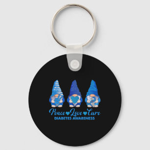 Peace Love Cure Blue Gnomes T1d Diabetes Awareness Keychain