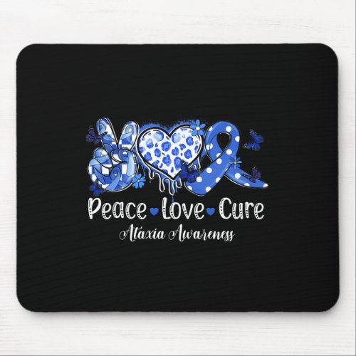 Peace Love Cure Blue Ribbon Ataxia Awareness  Mouse Pad