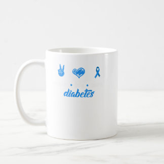 Peace Love Cure Blue Ribbon Design Type 1 Diabetes Coffee Mug