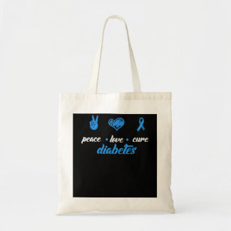 Peace Love Cure Blue Ribbon Design Type 1 Diabetes Tote Bag