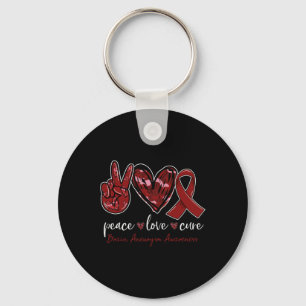 Peace love cure Brain Aneurysm Awareness month  Keychain
