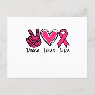 Peace Love Cure Breast Cancer Awareness Announcement Postcard