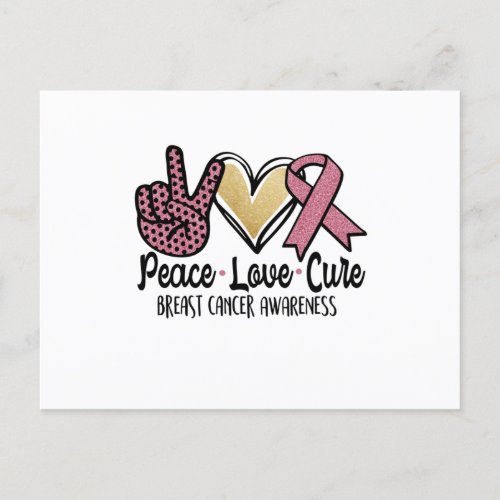 Peace Love Cure Breast Cancer Awareness Announcement Postcard