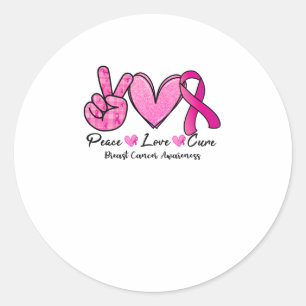 Peace Love Cure Breast Cancer Awareness Classic Round Sticker