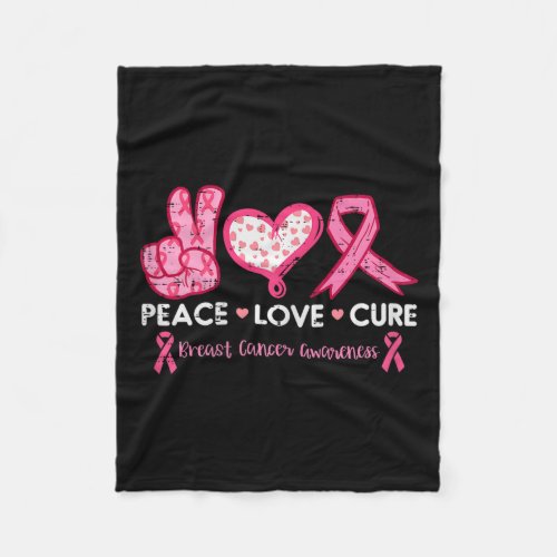 Peace Love Cure Breast Cancer Awareness Fight Surv Fleece Blanket