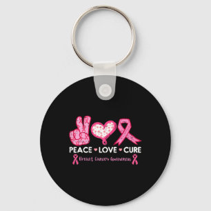 Peace Love Cure Breast Cancer Awareness Fight Surv Keychain