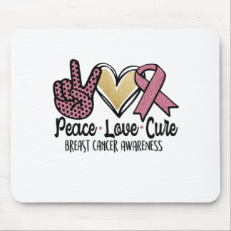 Peace Love Cure Breast Cancer Awareness Mouse Pad