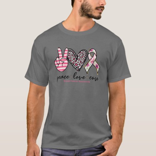 Peace Love Cure Breast Cancer Awareness Shirt Gift