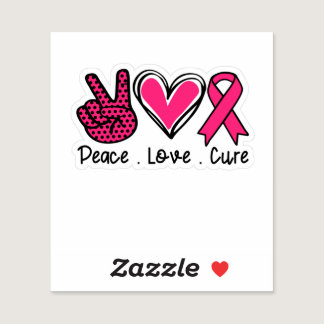 Peace Love Cure Breast Cancer Awareness Sticker