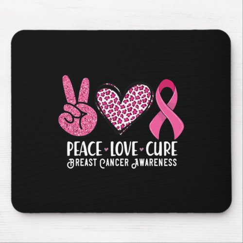 Peace Love Cure Breast Cancer Awareness Warrior Pi Mouse Pad