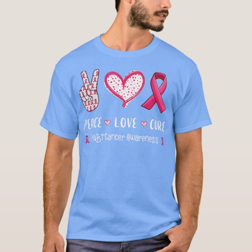 Peace Love cure breast cancer awareness women kids T_Shirt