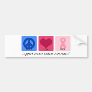 Peace Love Cure Breast Cancer Bumper Sticker